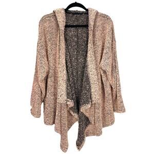 Women's HOODED CASCADING CARDIGAN SWEATER Pink Size LARGE (missing tag)